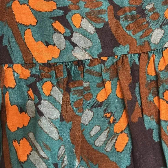 Atelier designer Skirt from Saks XSWaist pleated-print=browns,black,teal,orange